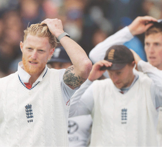 ENGLAND captain Ben Stokes reacts after the end of the fourth Test against India at Old Trafford.&mdash;Reuters