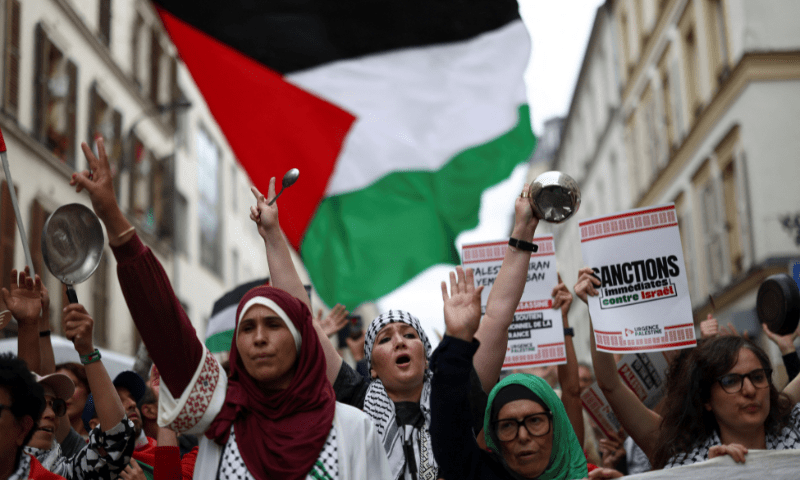 People attend a protest in support of Palestinians, calling for an immediate ceasefire in Gaza, amid the ongoing conflict between Israel and Hamas, in Paris, France on July 31, 2025. &mdash; Reuters 