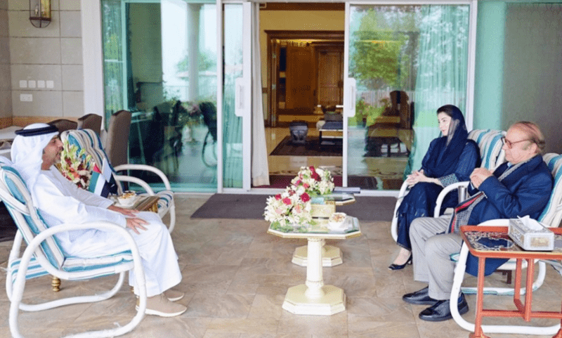 UAE Amba­s­sador Hamad Obaid Ibra­him Salem Al-Zaabi on Friday calls on Punjab Chief Minister Maryam Nawaz and her father Nawaz Sharif iin Murree on Aug 1, 2025. — APP