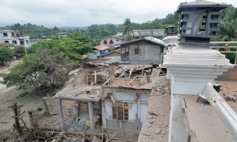 Damage to a building is seen following a bombardment carried out by Myanmar’s military in Thabeikkyin township, in the Mandalay region of central Myanmar on August 2. — AFP Damage to a building is seen following a bombardment carried out by Myanmar’s military in Thabeikkyin township, in the Mandalay region of central Myanmar on August 2. — AFP