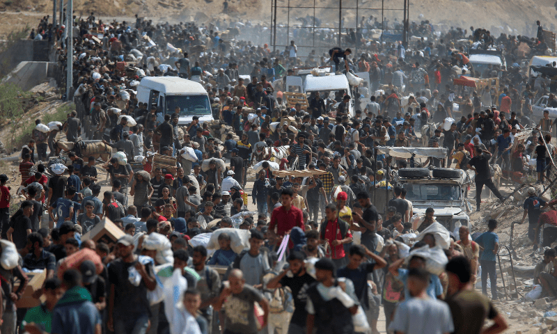  Palestinians seek aid supplies from the US-backed Gaza Humanitarian Foundation (GHF), in the central Gaza Strip on August 4, 2025. &mdash; Reuters 