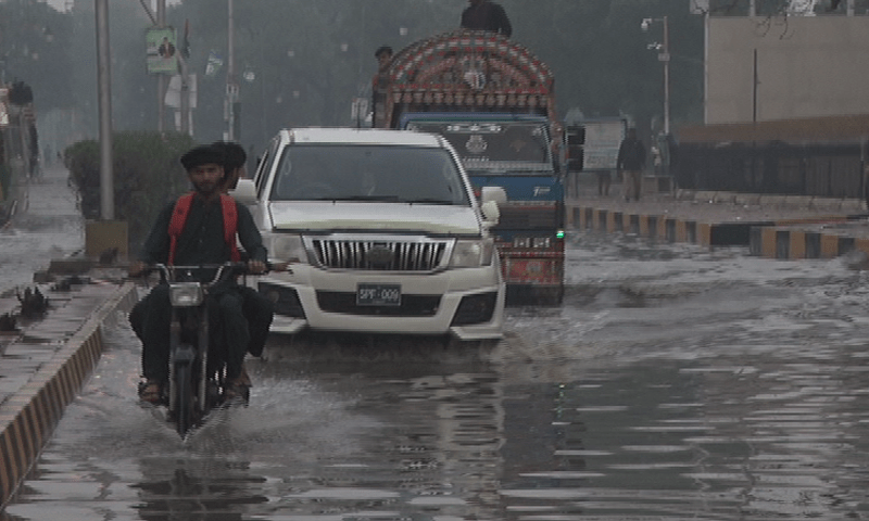 A street in Karachi inundated after heavy rainfall. &mdash; DawnNewsTV/File