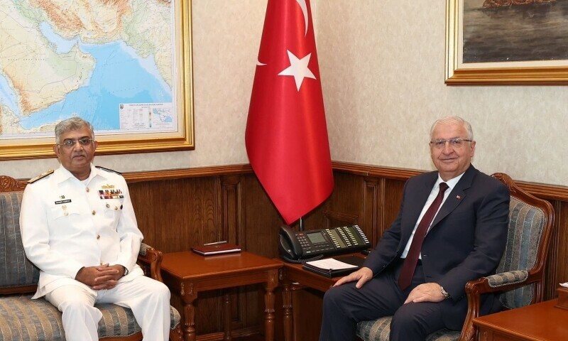 Chief of Naval Staff, Admiral Naveed Ashraf called on the Minister of National Defence Yasar Guler during his official visit to Turkiye. — X/@dgprPaknavy Chief of Naval Staff, Admiral Naveed Ashraf called on the Minister of National Defence Yasar Guler during his official visit to Turkiye. — X/@dgprPaknavy