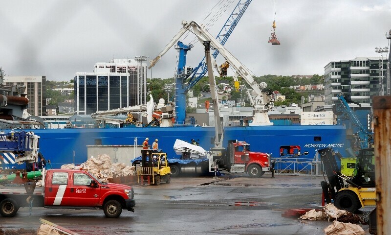A view of the Horizon Arctic ship, as salvaged pieces of the Titan submersible from OceanGate Expeditions are returned, in St. John&rsquo;s harbour, Newfoundland, Canada, June 28, 2023. &mdash; Reuters/File