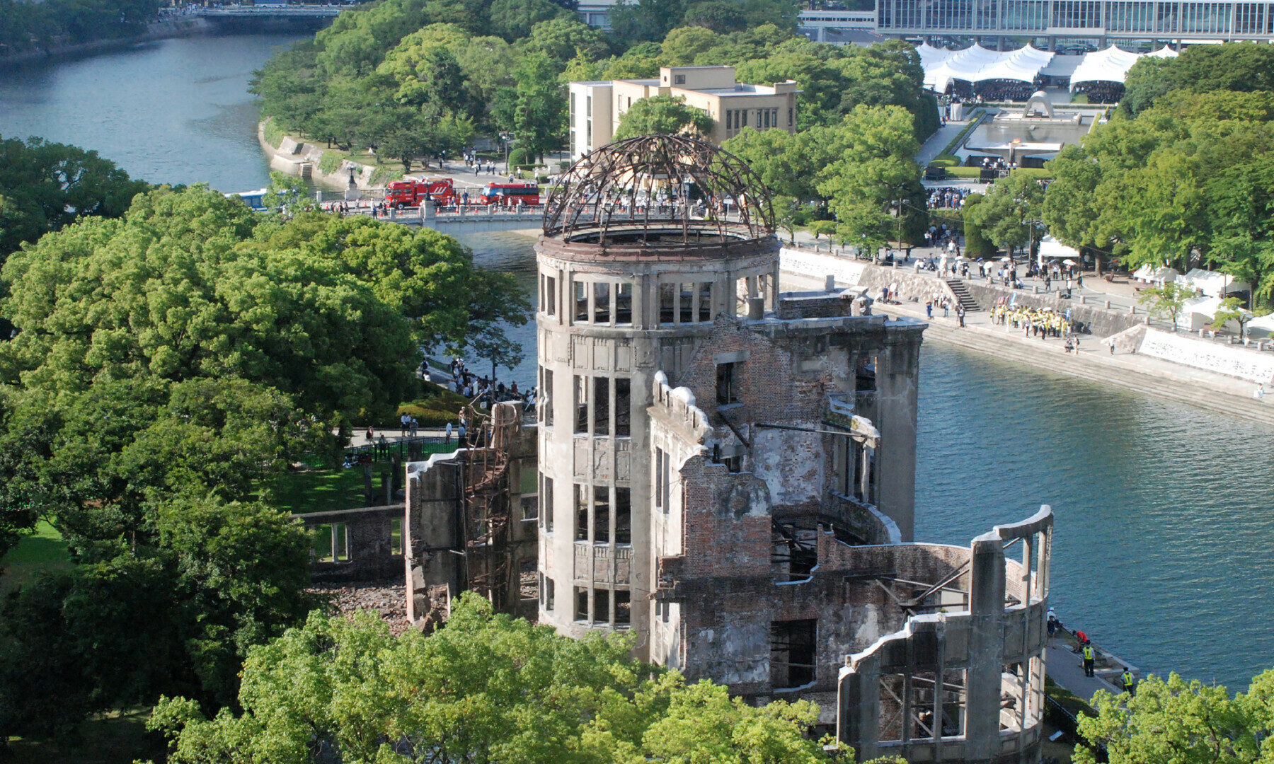 The Atomic Bomb Dome is seen in Hiroshima City on the 80th anniversary of the world’s first atomic bomb attack, on August 6, 2025. — AFP