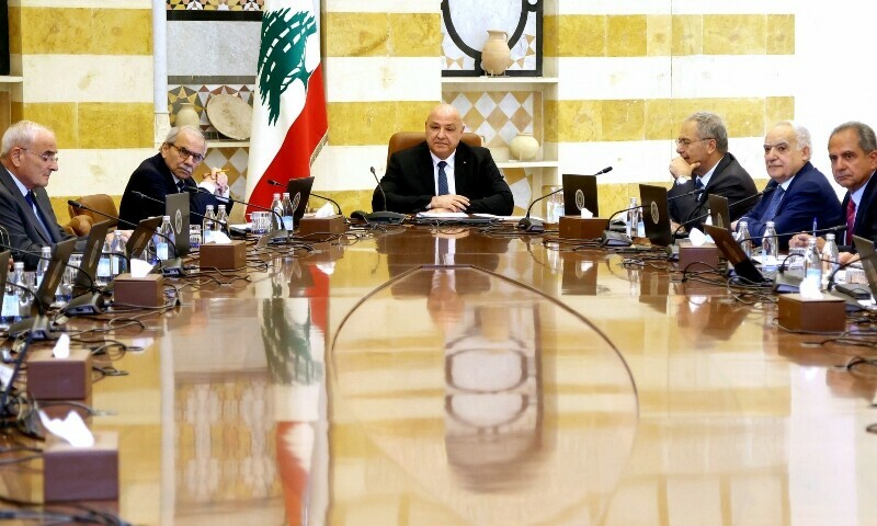 This handout photo released by the Lebanese Presidency press office on August 5 shows Lebanon’s President Joseph Aoun (C) chairing a cabinet session to discuss the issue of disarming Hezbollah at the presidential palace of Baabda east of Beirut. — AFP This handout photo released by the Lebanese Presidency press office on August 5 shows Lebanon’s President Joseph Aoun (C) chairing a cabinet session to discuss the issue of disarming Hezbollah at the presidential palace of Baabda east of Beirut. — AFP