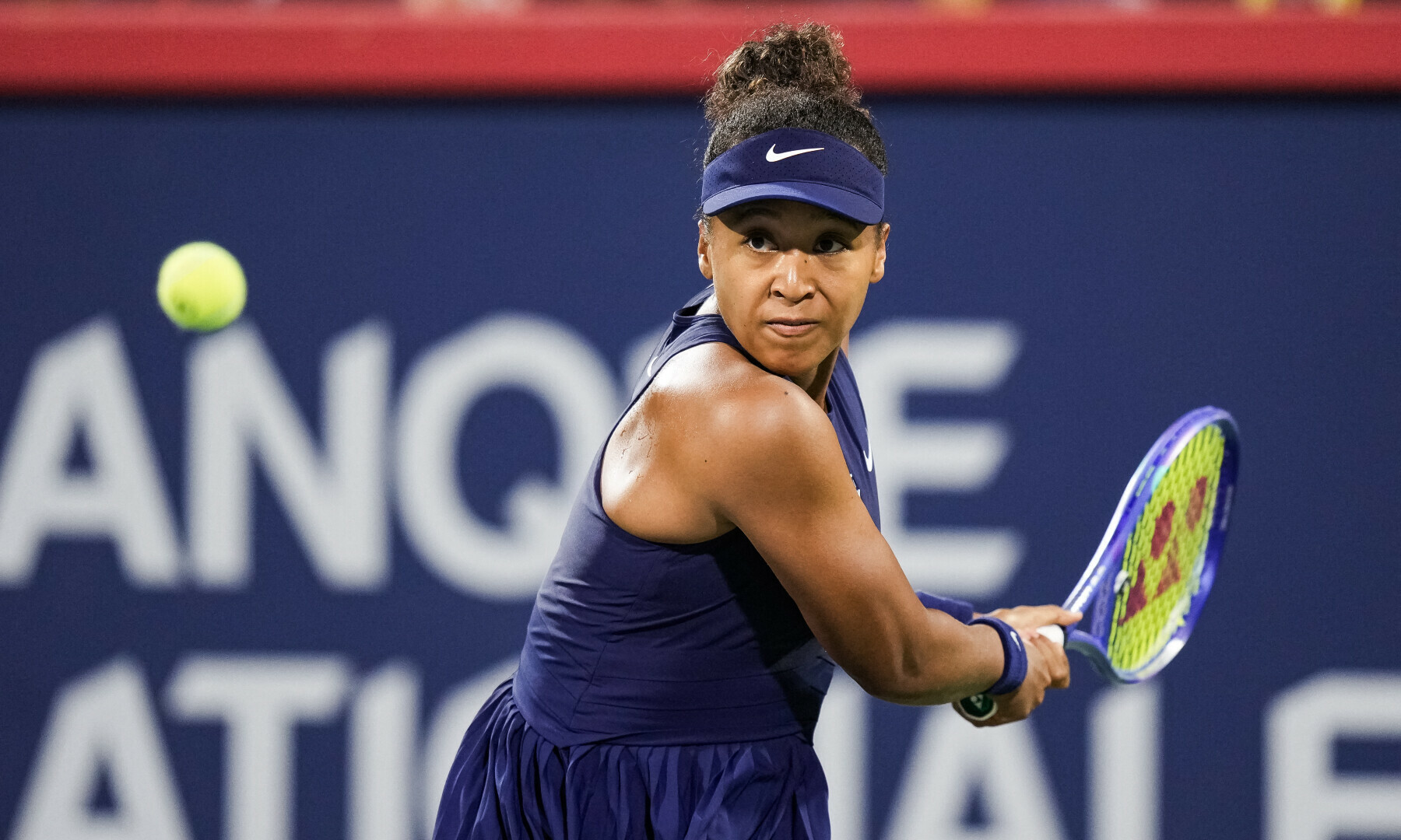 Naomi Osaka (JPN) returns the ball to Elina Svitolina (UKR) during their Montreal Open quarter-final at IGA Stadium. &mdash; Reuters