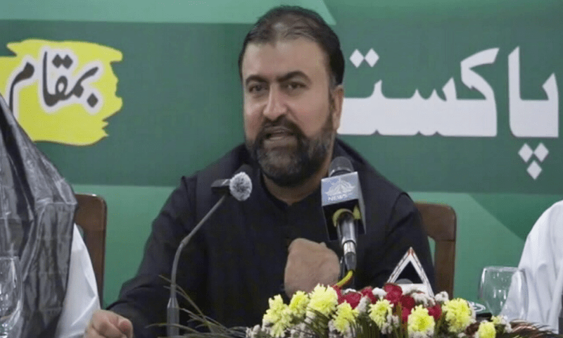 Balochistan Chief Minister Mir Sarfraz Bugti speaks at the Mark-i-Haq conference in Quetta, August 9. — DawnNewsTV Balochistan Chief Minister Mir Sarfraz Bugti speaks at the Mark-i-Haq conference in Quetta, August 9. — DawnNewsTV