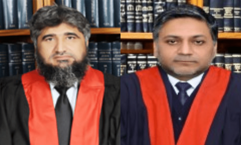 This photo collage shows PHC&rsquo;s Justice Arshad Ali (L) and Dr Khurshid Iqbal (R). &mdash; PHC website