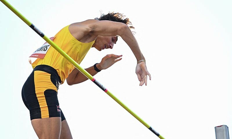 Sweden&rsquo;s Armand Duplantis clears the bar as he competes in the men&rsquo;s pole vault event of the Hungarian Athletics Grand Prix in Budapest, Hungary on August 12, 2025. &mdash; AFP