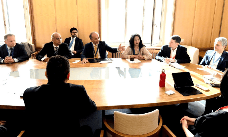 Climate Change Minister Dr Musadik Malik presents the idea of setting up a ‘global plastic fund’ for a marketplace to buy and sell plastic credits, at a meeting for a UN plastic treaty in Geneva, on Aug 13, 2025. — X/Team_Musadik