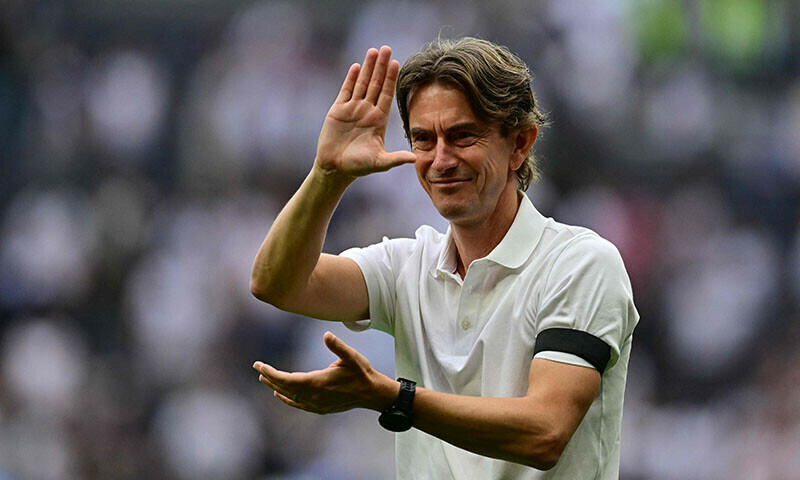 Tottenham Hotspur’s Danish head coach Thomas Frank applauds on the pitch at the end of the English Premier League football match against Burnley at Tottenham Hotspur Stadium in London, England on August 16. — AFP