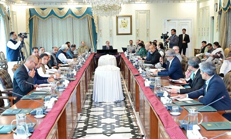Prime Minister Shehbaz Sharif chairs a review meeting on Cashless economy. &mdash; Press Information Department (PID)