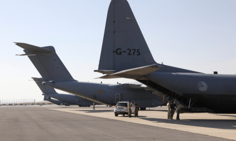  Jordanian military personnel prepare ahead of a mission to drop humanitarian aid parcels over the Gaza Strip, at King Abdullah II Air Base, Jordan on August 17, 2025. &mdash; Reuters 