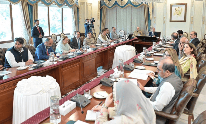 Prime Minister Shehbaz Sharif presides over a high-level meeting to review relief and rehabilitation operations in the flood-affected areas, in Islamabad on Aug 19, 2025. &mdash; PID
