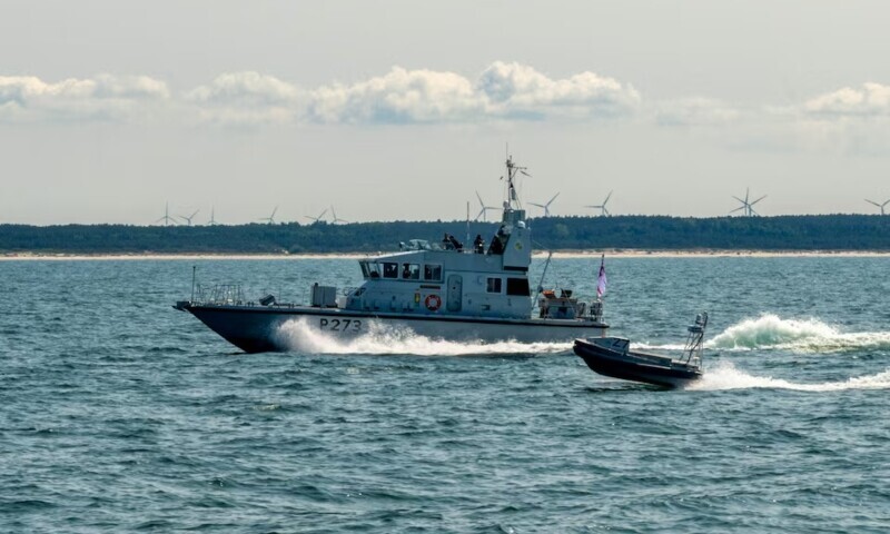The Royal Navy Archer Class P2000 patrol vessel HMS Pursuer conducts counter unmanned surface vessel operations with a global autonomous reconnaissance craft (GARC) during Baltic Operations (BALTOPS) 2025, in the Baltic Sea on June 12. &mdash; Reuters