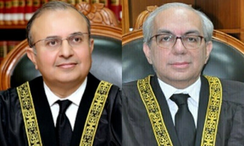 Image collage of Justice Mansoor Ali Shah (left) and Justice Munib Akhtar. &mdash; SC website