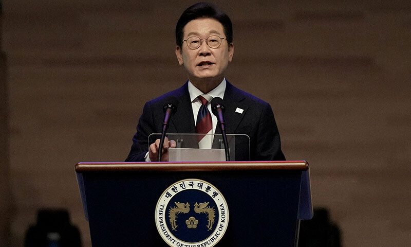 South Korean President Lee Jae Myung speaks during a ceremony to celebrate the 80th anniversary of Korea&rsquo;s liberation from Japanese colonial rule, in Seoul, South Korea on August 15. &mdash; Reuters/File