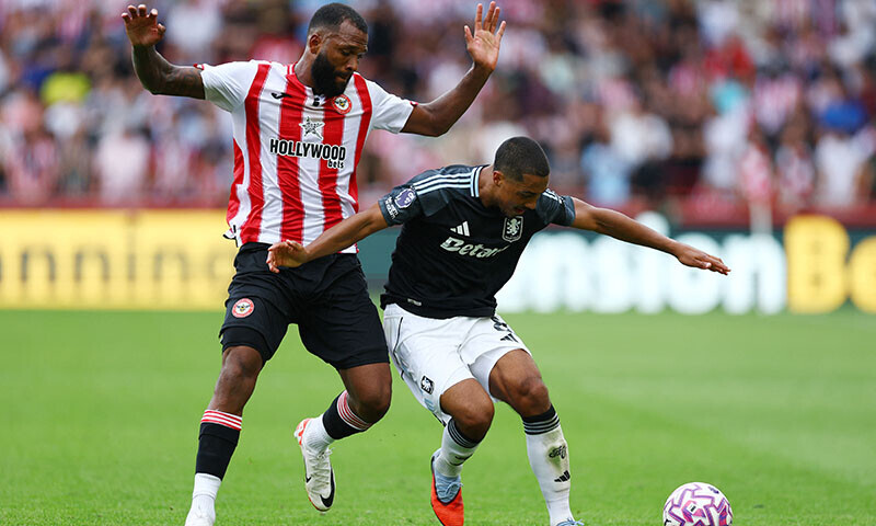 Brentford’s Thiago in action with Aston Villa’s Youri Tielemans during their English Premier League match at the GTech Community Stadium in London, England, August 23. — Reuters