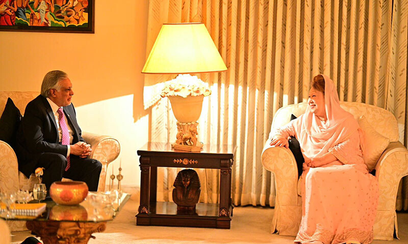 Deputy Foreign Minister and Foreign Minister Ishaq Dar meets Bangladesh Nationalist Party Chairperson and former prime minister Khaleda Zia in Dhaka on August 24. — Foreign Office