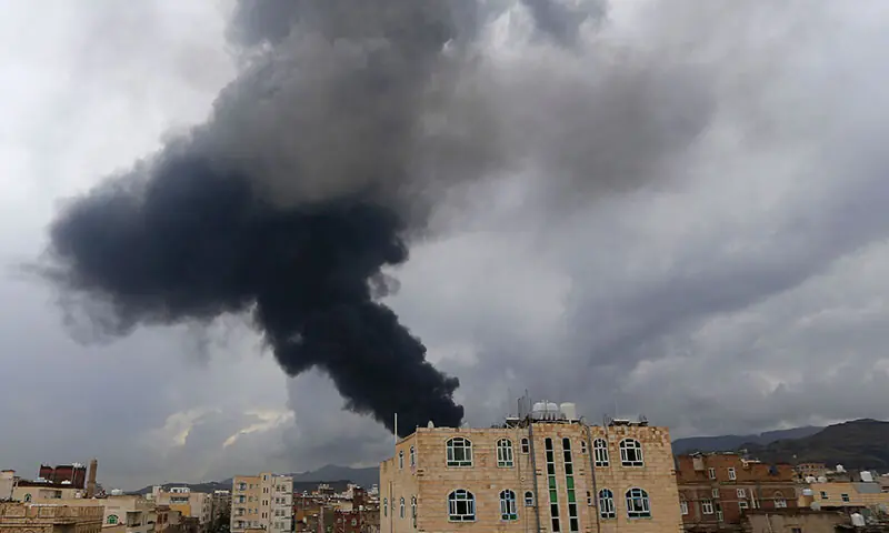 Smoke billows after an Israeli air strike on Sanaa, Yemen on August 24. &mdash; AFP