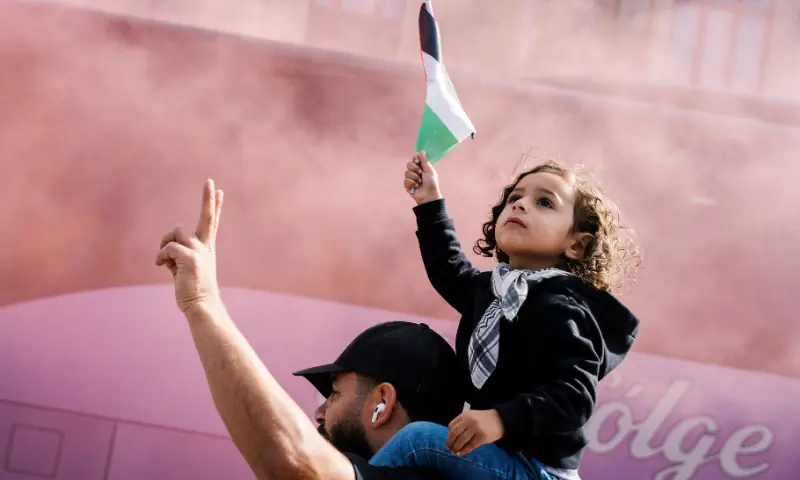  A child holds a Palestinian flag as protesters attend a demonstration called &ldquo;All of Denmark on the streets for a free Palestine&rdquo;, in support of Palestinians in Gaza, amid the ongoing conflict between Israel and Hamas, in Copenhagen, Denmark on August 24, 2025. &mdash; Reuters 
