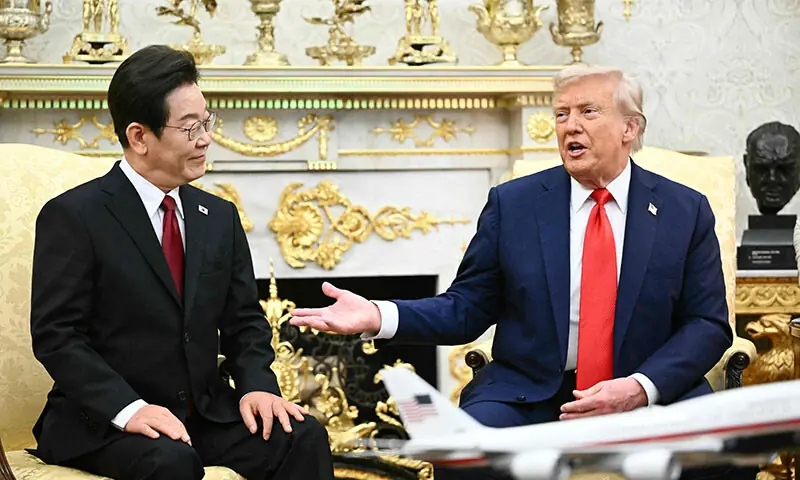 US President Donald Trump and South Korean President Lee Jae Myung attend a bilateral meeting in the Oval Office of the White House in Washington DC, US on August 25. — AFP US President Donald Trump and South Korean President Lee Jae Myung attend a bilateral meeting in the Oval Office of the White House in Washington DC, US on August 25. — AFP