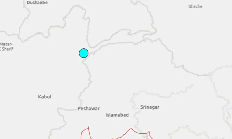 An image of a map showing the epicentre of the earthquake felt in Pakistan on August 27. &mdash; Screengrab from United States Geological Survey