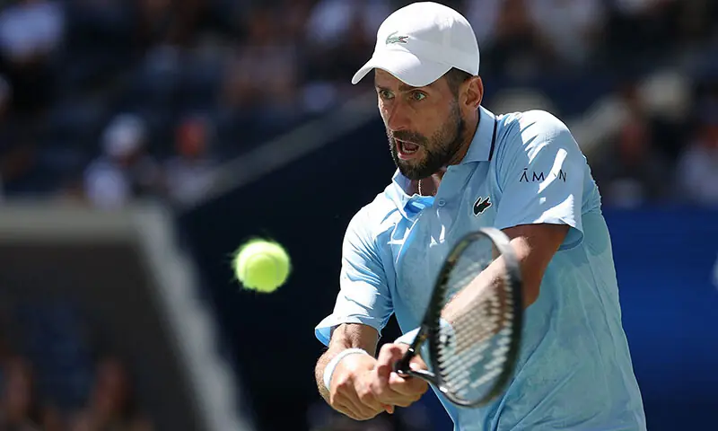 Novak Djokovic of Serbia returns against Zachary Svajda of the United States during their Men&rsquo;s Singles Second Round match on Day Four of the 2025 US Open at USTA Billie Jean King National Tennis Centre on August 27, 2025 in the Flushing neighborhood of the Queens borough of New York City. &mdash; AFP