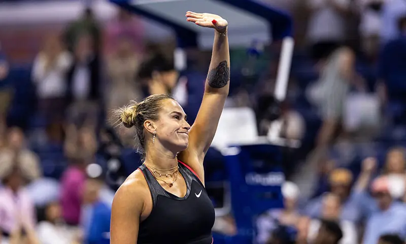 Aryna Sabalenka of Belarus celebrates her victory over Polina Kudermetova of Russia in the second round of the women&rsquo;s singles at the US Open at Arthur Ashe Stadium in Billie Jean King National Tennis Centre. &mdash; Reuters