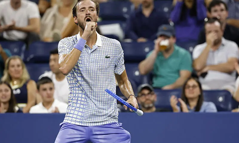 Daniil Medvedev gestures towards his player&rsquo;s box after losing a point against Benjamin Bonzi (FRA)(R) on day one of the 2025 US Open at USTA Billie Jean King National Tennis Center. &mdash; Reuters