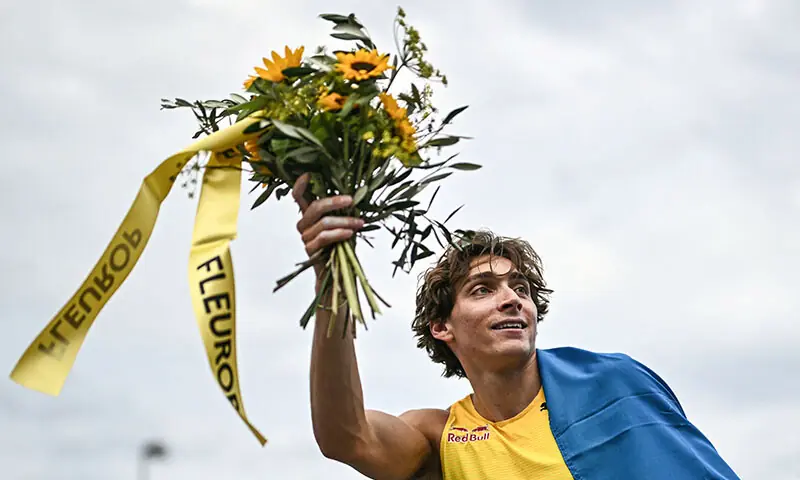 Sweden&rsquo;s Armand Duplantis celebrates after winning  the men&rsquo;s pole vault final of the World Athletics Diamond League athletics meeting &ldquo;Weltklasse&rdquo; at the Letzigrund stadium in Zurich, on August 27, 2025. &mdash; AFP