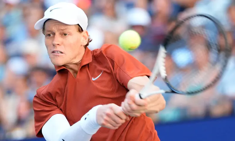 Jannik Sinner (ITA) hits to Denis Shapovalov (CAN) (not pictured) on day seven of the 2025 US Open tennis tournament at the USTA Billie Jean King National Tennis Centre. — Reuters Jannik Sinner (ITA) hits to Denis Shapovalov (CAN) (not pictured) on day seven of the 2025 US Open tennis tournament at the USTA Billie Jean King National Tennis Centre. — Reuters