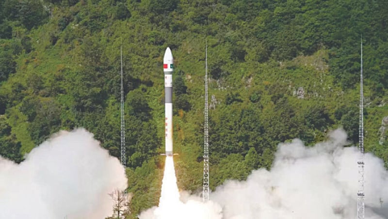  THE Kuaizhou-1A carrier rocket, carrying the Pakistan Remote Sensing Satellite-1, takes off from the Xichang Satellite Launch Centre in China’s Sichuan province.—X / @betterpakistan 