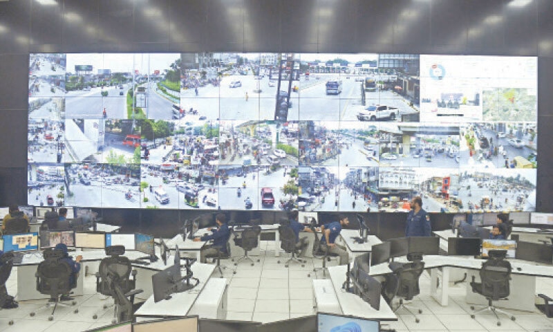 Central control room of Punjab Safe City Authority established in Rawalpindi. Nearly 1,700 CCTV cameras have been activated.