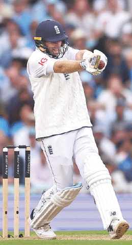 ENGLAND batter Joe Root plays a shot during the fifth Test against India at The Oval on Sunday.&mdash;AFP