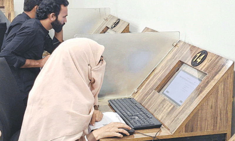 SOME of the candidates taking SPSC test in Hyderabad on Monday.&mdash;PPI