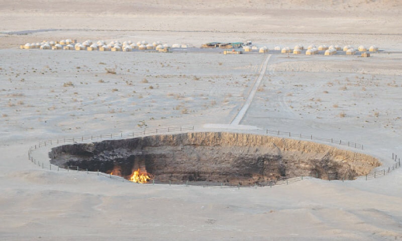 The Darvaza gas crater, dubbed the &lsquo;Gateway to Hell&rsquo;, in the middle of Turkmenistan&rsquo;s Karakum desert.&mdash;AFP