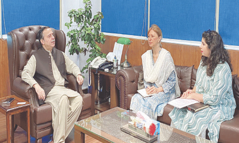 Maritime Affairs Minister Junaid Anwar Chaudhry meets Unesco representative Dr Cristina Menegazzi.&mdash;APP