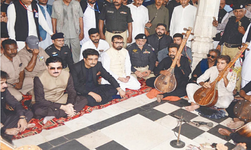KP Governor Faisal Karim Kundi attends a musical session at Shah Bhitai’s shrine in Bhit Shah.—Photo by Umair Ali KP Governor Faisal Karim Kundi attends a musical session at Shah Bhitai’s shrine in Bhit Shah.—Photo by Umair Ali