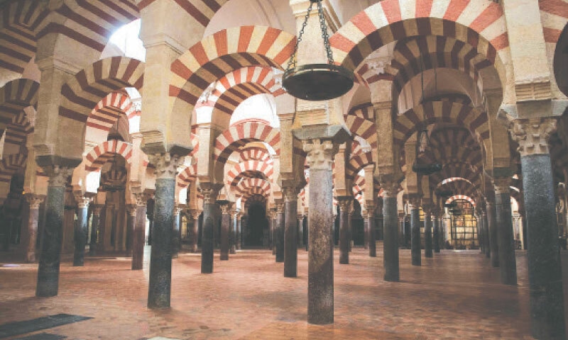 A view of the Cordoba mosque in an area affected by a fire that broke out on Friday.&mdash;AFP