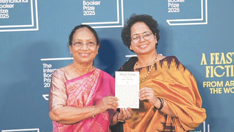 Banu Mustaq (left) with translator Deepa Bhasthi | AFP