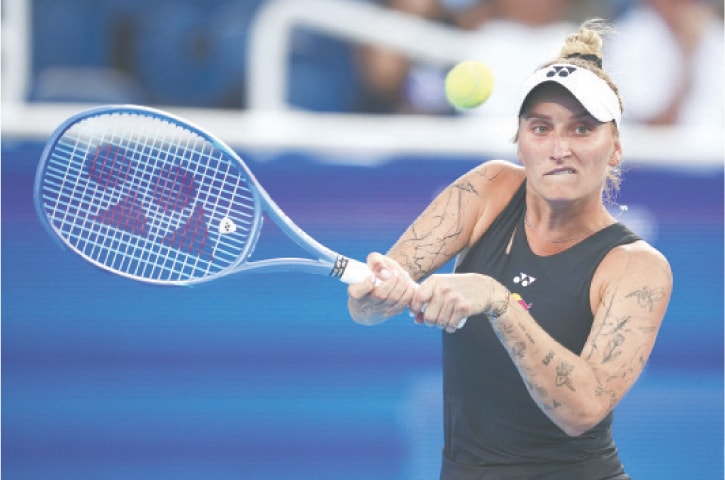 CZECH Republic&rsquo;s Marketa Vondrousova returns a shot against Aryna Sabalenka of Belarus during their Cincinnati Open match at the Lindner Family Tennis Center.&mdash;Reuters