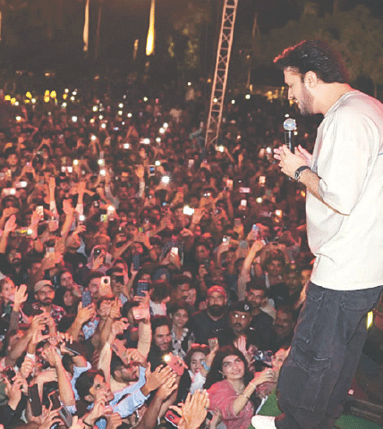 Atif Aslam performs at the concert.--Dawn