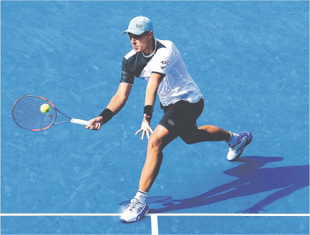 HAMAD Medjedovic of Serbia plays a return against Spain&rsquo;s Carlos Alcaraz during their Cincinnati Open match at the Lindner Family Tennis Center.&mdash;AFP