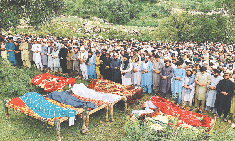Residents attend the funeral of te victims of cloudburst following heavy rains and flooding, in Jibrari village in Salarzai Tehsil, Pakistan, August 15, 2025.
&mdash;Reuters