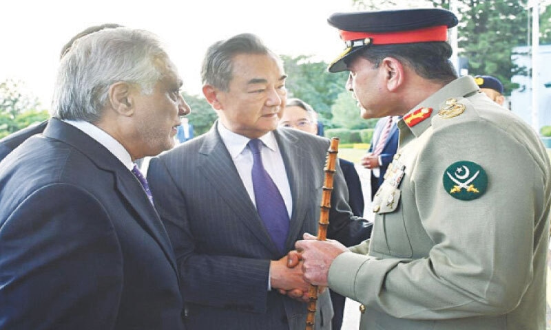 CHINESE Foreign Minister Wang Yi meets Army Chief Field Marshal Asim Munir and his Pakistani counterpart, Ishaq Dar.&mdash;White Star