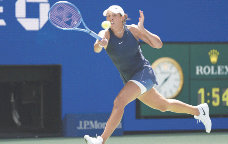 MADISON Keys of the US plays a forehand against Mexico&rsquo;s Renata Zarazua during their first-round match at the USTA Billie Jean King National Tennis Center.&mdash;Reuters