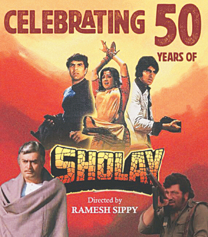 The digital poster of Sholay marking 50 years