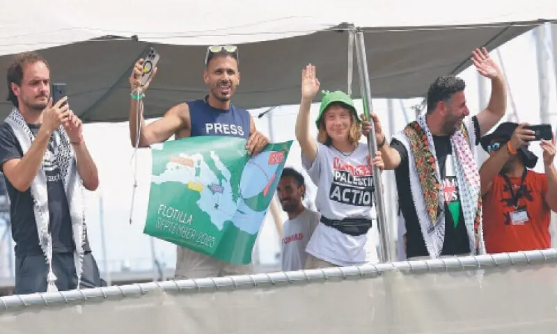 دیگر جہاز تیونس اور چند بحیرہ روم کی بندرگاہوں سے 4 ستمبر کو مشن میں شمولیت کیلئے روانہ ہوں گے &mdash; فوٹو: اے ایف پی